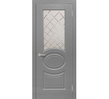 Дверь Верда Роял 1 остекленная Винил Стекло Сатинато с гравировкой Серый