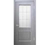 Дверь Верда Роял 2 остекленная Винил Стекло Сатинато с гравировкой Серый