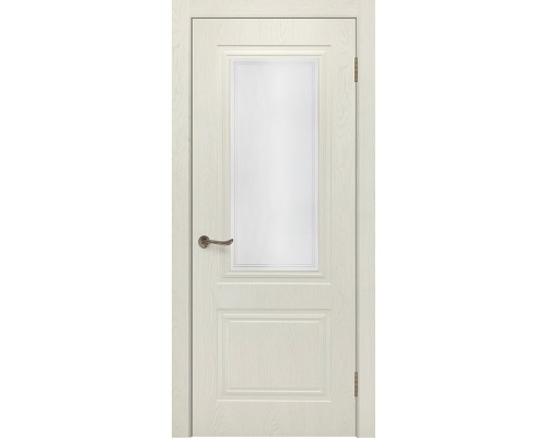 Дверь Верда Сити 5 RAL 9001 шпон Стекло Сатинат с рисунком РАЛ 9001
