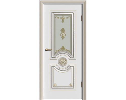 Дверь Верда Олимп эмаль Остекление Белое матовое с рис. РАЛ 9010
