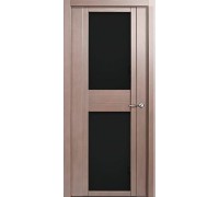 Дверь Верда H-II шпон Стекло черное Дуб грейвуд