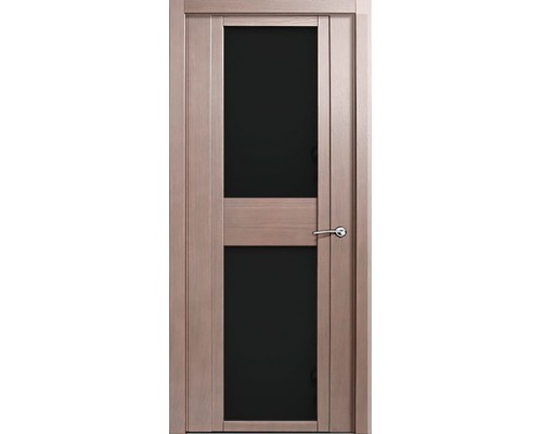 Дверь Верда H-II шпон Стекло черное Дуб грейвуд