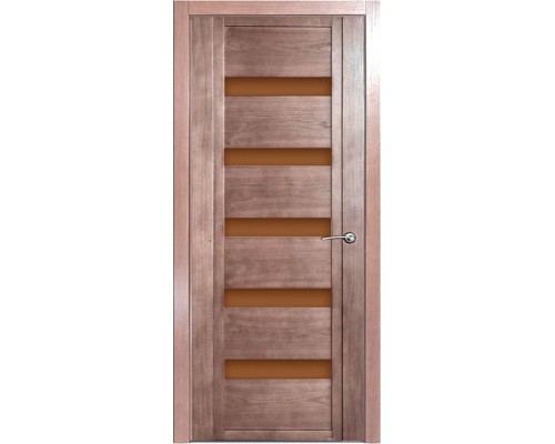 Дверь Верда H-V шпон Стекло бронза Дуб грейвуд