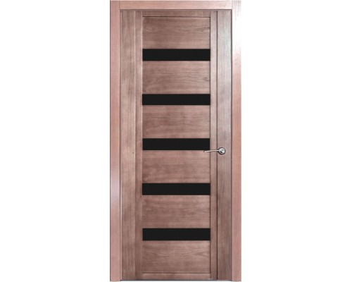 Дверь Верда H-V шпон Стекло черное Дуб грейвуд