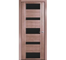 Дверь Верда H-VI шпон Стекло черное Дуб грейвуд