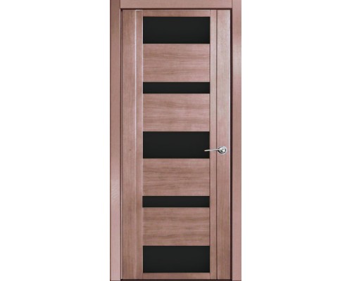 Дверь Верда H-VI шпон Стекло черное Дуб грейвуд