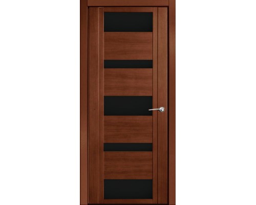 Дверь Верда H-VI шпон Стекло черное Дуб палисандр