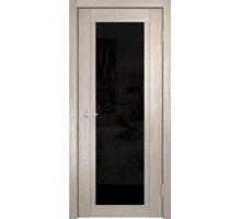 Дверь Верда К-11 экошпон Остекление Лакобель черное тон Кремовая лиственница