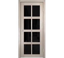 Дверь Верда К-8 экошпон Остекление Лакобель черное тон Кремовая лиственница