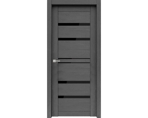 Дверь Верда Велюкс 1 Ясень грей экошпон Стекло Лакобель черное Ясень грей