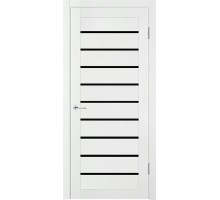 Дверь Верда X-2 экошпон Остекление Лакобель черное Белый