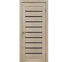 Дверь Верда X-2 экошпон Остекление Лакобель черное Лиственница кремовая