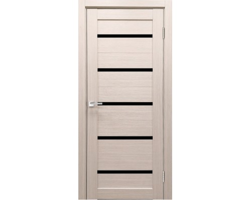 Дверь Верда X-3 экошпон Остекление Лакобель черное тон Кремовая лиственница