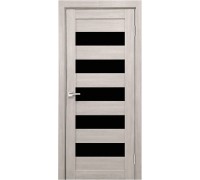 Дверь Верда X-4 экошпон Остекление Лакобель черное тон Белая лиственница