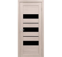 Дверь Верда X-7 экошпон Остекление Лакобель черное тон Кремовая лиственница