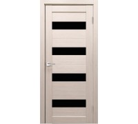 Дверь Верда X-8 экошпон Остекление Лакобель черное тон Кремовая лиственница