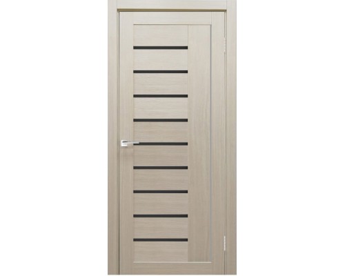 Дверь Верда Y-4 экошпон Остекление Лакобель черное тон Кремовая лиственница