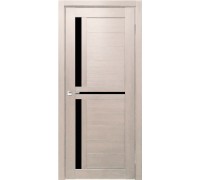 Дверь Верда Z-1 экошпон Остекление Лакобель черное тон Кремовая лиственница